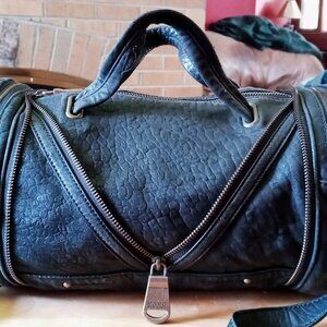 Marc NY Andrew Marc Black Soft Pebble LEATHER High Quality Duffle Bag